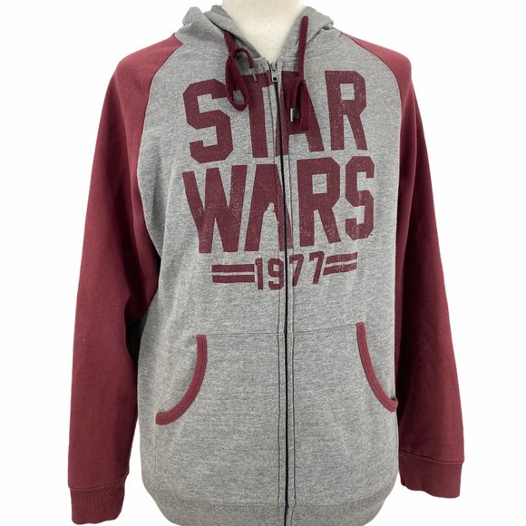 Star Wars Maroon Gray Long Sleeve Full Zip Pockets